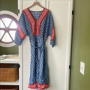 Bohemian Blue and Red Dress